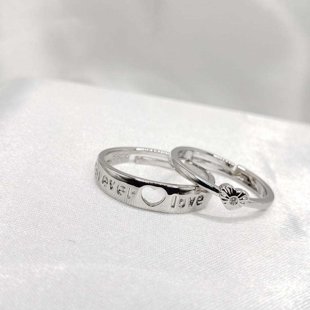 Brand New Silver Love Forever Hearts Couple Rings